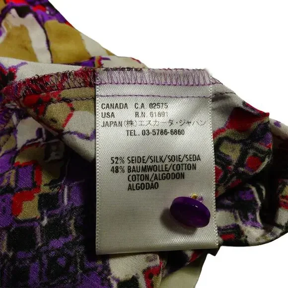 Escada Paisley Silk Cotton Button Up Blouse Long Sleeve Ladies Size 42 - Picture 6 of 7